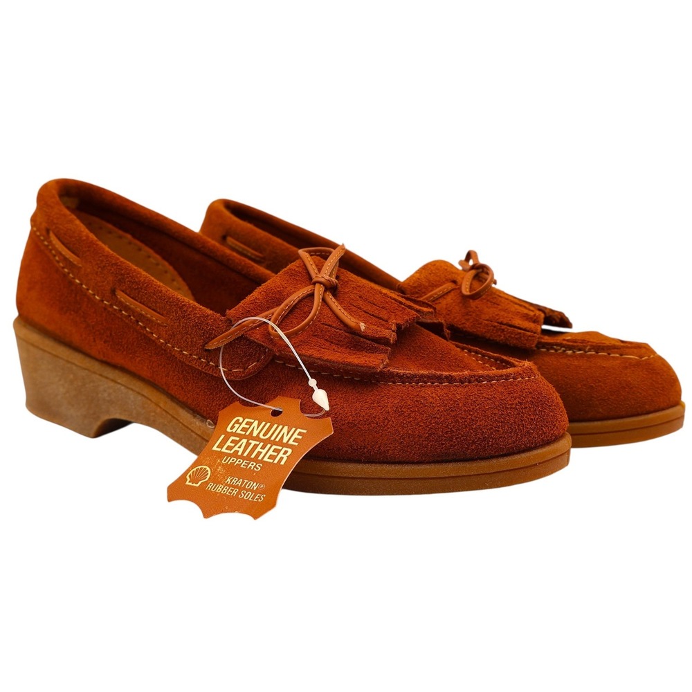 Young 'uns Loafers Youth 2 Vintage Rust Suede Kiltie Tassel Moccasin Deadstock
